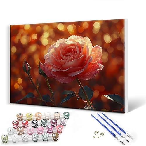 Malen Nach Zahlen Blume Rose Malen Nach Zahlen Erwachsene mit Rahmen 100 x 130 cm Malen Nach Zahlen ab 7 8 9 10 Jahre Mädchen Kinder Geschenk, DIY Handgemalt Ölgemälde Bastelset, Deko Wohnzimmer L-8 von Gtohoo