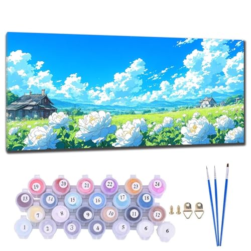 Malen Nach Zahlen Erwachsene Anime-Landschaft Malen Nach Zahlen 20x40cm Paint by Numbers Anfänger Kinder, Malen-Nach-Zahlen ab 9 Jahre Mädchen Geschenke, DIY Ölgemälde Bastelset Wohnzimme Wanddeko L-9 von Gtohoo