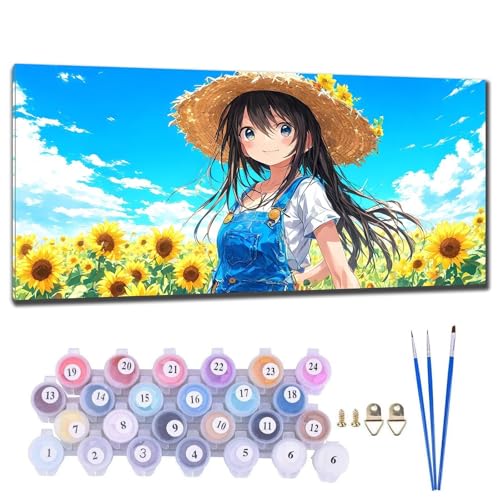 Malen Nach Zahlen Erwachsene Anime-Mädchen Malen Nach Zahlen 20x40cm Malen-Nach-Zahlen ab 9 Jahre Mädchen, Anfänger, Kinder, Paint by Numbers DIY Leinwand Bastelset Wanddeko Wohnzimme Geschenke R-0 von Gtohoo