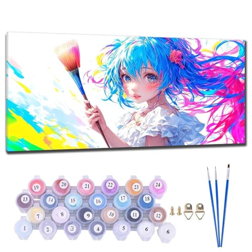 Malen Nach Zahlen Erwachsene Anime-Mädchen Malen Nach Zahlen 20x40cm Paint by Numbers Anfänger Kinder, Malen-Nach-Zahlen ab 9 Jahre Mädchen Geschenke, DIY Ölgemälde Bastelset Wohnzimme Wanddeko Z-9 von Gtohoo