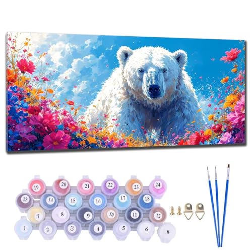 Malen Nach Zahlen Erwachsene Bär Tier Malen Nach Zahlen 20x40cm Malen-Nach-Zahlen ab 9 Jahre Mädchen, Anfänger, Kinder, Paint by Numbers DIY Kreativ Leinwand Bastelset Wanddeko Wohnzimme Geschenke I-8 von Gtohoo