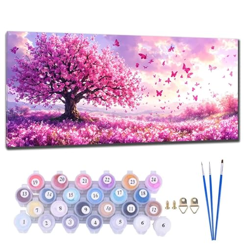 Malen Nach Zahlen Erwachsene Baum Malen Nach Zahlen XXL 20x40cm Paint by Numbers Anfänger Kinder, Malen-Nach-Zahlen ab 9 Jahre Mädchen Geschenke, DIY Ölgemälde Bastelset Home Wanddeko Wohnzimme S-9 von Gtohoo