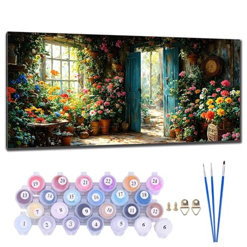 Malen Nach Zahlen Erwachsene Blume Malen Nach Zahlen 20x40cm Malen-Nach-Zahlen ab 9 Jahre Mädchen, Anfänger, Kinder, Paint by Numbers DIY Kreativ Leinwand Bastelset Wanddeko Wohnzimme Geschenke A-5 von Gtohoo