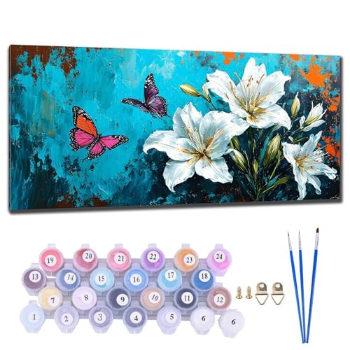 Malen Nach Zahlen Erwachsene Blume Malen Nach Zahlen XXL 20x40cm Paint by Numbers Anfänger Kinder, Malen-Nach-Zahlen ab 9 Jahre Mädchen Geschenke, DIY Ölgemälde Bastelset Home Wanddeko Wohnzimme K-7 von Gtohoo