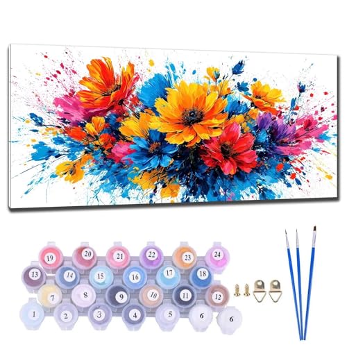 Malen Nach Zahlen Erwachsene Blume Malen Nach Zahlen XXL 20x40cm Paint by Numbers Anfänger Kinder, Malen-Nach-Zahlen ab 9 Jahre Mädchen Geschenke, DIY Ölgemälde Bastelset Home Wanddeko Wohnzimme I-9 von Gtohoo