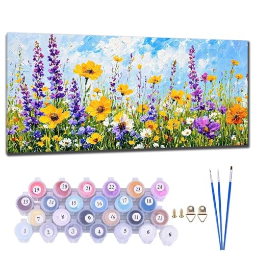 Malen Nach Zahlen Erwachsene Blume Malen Nach Zahlen XXL 20x40cm Paint by Numbers Anfänger Kinder, Malen-Nach-Zahlen ab 9 Jahre Mädchen Geschenke, DIY Ölgemälde Bastelset Home Wanddeko Wohnzimme S-2 von Gtohoo