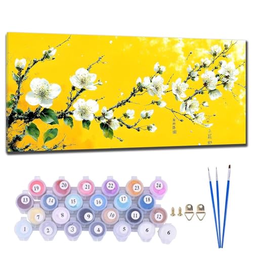 Malen Nach Zahlen Erwachsene Blumenbaum Malen Nach Zahlen 20x40cm Malen-Nach-Zahlen ab 9 Jahre Mädchen, Anfänger, Kinder, Paint by Numbers Kreativ Leinwand Bastelset Wanddeko Wohnzimme Geschenke D-5 von Gtohoo