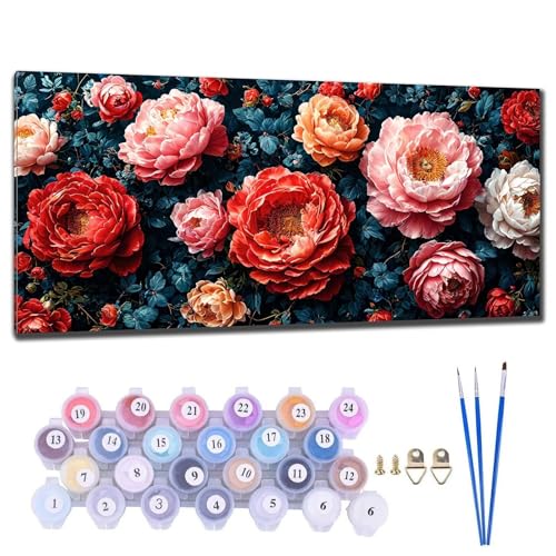 Malen Nach Zahlen Erwachsene Groß, DIY Malen Nach Zahlen Blume Malen Nach Zahlen Kinder Anfänger, Leinwand Handgemalt Ölgemälde Kit mit Pinseln und Acrylfarbe, Deko Wohnzimmer Geschenk 60x120cm J-6 von Gtohoo