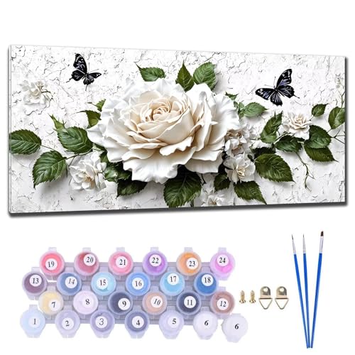 Malen Nach Zahlen Erwachsene Groß, DIY Malen Nach Zahlen Blume Malen Nach Zahlen Kinder Anfänger, Leinwand Handgemalt Ölgemälde Kit mit Pinseln und Acrylfarbe, Deko Wohnzimmer Geschenk 60x120cm N-5 von Gtohoo