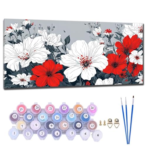 Malen Nach Zahlen Erwachsene Groß, DIY Malen Nach Zahlen Blume Malen Nach Zahlen Kinder Anfänger, Leinwand Handgemalt Ölgemälde Kit mit Pinseln und Acrylfarbe, Deko Wohnzimmer Geschenk 60x120cm N-6 von Gtohoo