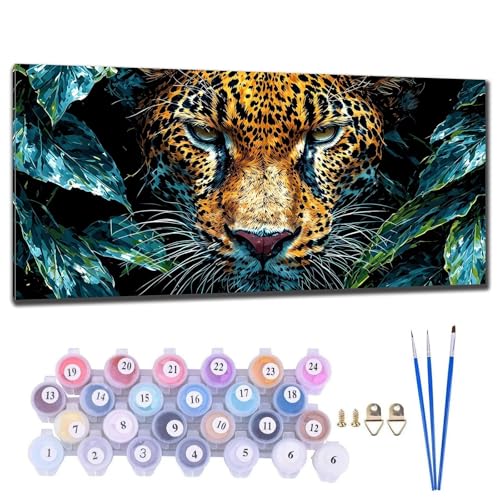 Malen Nach Zahlen Erwachsene Groß, DIY Malen Nach Zahlen Tiger Malen Nach Zahlen Kinder Anfänger, Leinwand Handgemalt Ölgemälde Kit mit Pinseln und Acrylfarbe, Deko Wohnzimmer Geschenk 60x120cm A-9 von Gtohoo