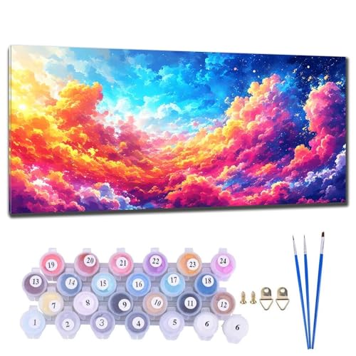 Malen Nach Zahlen Erwachsene Groß, DIY Malen Nach Zahlen Wolke Malen Nach Zahlen Kinder Anfänger, Leinwand Handgemalt Ölgemälde Kit mit Pinseln und Acrylfarbe, Deko Wohnzimmer Geschenk 90x180cm H-8 von Gtohoo