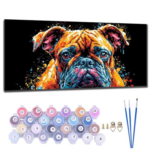 Malen Nach Zahlen Erwachsene Groß XXL, DIY Malen Nach Zahlen Hund Malen Nach Zahlen Kinder Anfänger, Leinwand Handgemalt Ölgemälde Kit mit Pinseln und Acrylfarbe, Deko Wohnzimmer Geschenk 90x180cm M-1 von Gtohoo