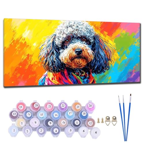 Malen Nach Zahlen Erwachsene Groß XXL, DIY Malen Nach Zahlen Hund Tier Malen Nach Zahlen Kinder Anfänger, Leinwand Handgemalt Ölgemälde Kit mit 3-Pinseln und Acrylfarbe, Deko Wohnzimmer 90x180cm P-2 von Gtohoo