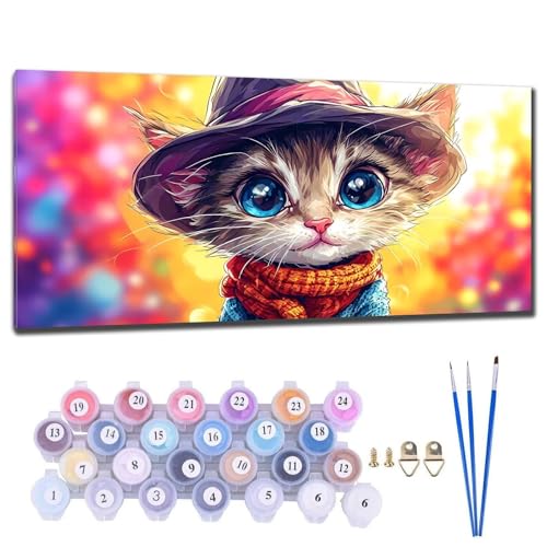 Malen Nach Zahlen Erwachsene Groß XXL, DIY Malen Nach Zahlen Katzen Können Malen Nach Zahlen Kinder Anfänger, Leinwand Handgemalt Ölgemälde Kit mit Pinseln und Acrylfarbe, Deko Wohnzimmer 90x180cm W-5 von Gtohoo