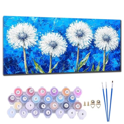 Malen Nach Zahlen Erwachsene Groß XXL, DIY Malen Nach Zahlen Löwenzahn Malen Nach Zahlen Kinder Anfänger, Leinwand Handgemalt Ölgemälde Kit mit 3-Pinseln und Acrylfarbe, Deko Wohnzimmer 30x60cm E-7 von Gtohoo