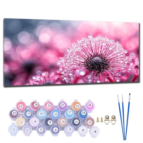 Malen Nach Zahlen Erwachsene Groß XXL, DIY Malen Nach Zahlen Rosa Blüten Malen Nach Zahlen Kinder Anfänger, Leinwand Handgemalt Ölgemälde Kit mit 3-Pinseln und Acrylfarbe, Deko Wohnzimmer 30x60cm U-9 von Gtohoo