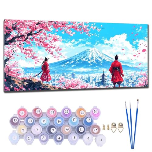 Malen Nach Zahlen Erwachsene Japanische Landschaft Malen Nach Zahlen 20x40cm Malen-Nach-Zahlen ab 9 Jahre Mädchen, Anfänger, Kinder, Paint by Numbers Kreativ Leinwand Bastelset Wanddeko Wohnzimme E-9 von Gtohoo