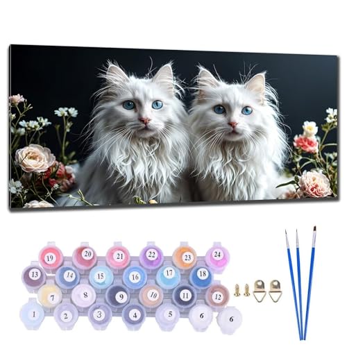 Malen Nach Zahlen Erwachsene Katze Tier Malen Nach Zahlen 70x140cm Malen-Nach-Zahlen ab 9 Jahre Mädchen, Anfänger, Kinder, Paint by Numbers Kreativ Leinwand Bastelset Wanddeko Wohnzimme Geschenke N-1 von Gtohoo