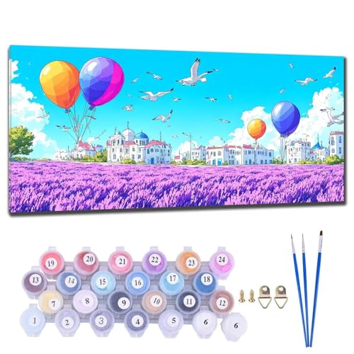 Malen Nach Zahlen Erwachsene Lila Landschaft Malen Nach Zahlen 50x100cm Malen-Nach-Zahlen ab 9 Jahre Mädchen, Anfänger, Kinder, Paint by Numbers DIY Kreativ Leinwand Bastelset Wanddeko Wohnzimme N-6 von Gtohoo