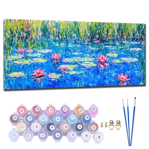 Malen Nach Zahlen Erwachsene Lotus Malen Nach Zahlen 20x40cm Malen-Nach-Zahlen ab 9 Jahre Mädchen, Anfänger, Kinder, Paint by Numbers DIY Kreativ Leinwand Bastelset Wanddeko Wohnzimme Geschenke N-9 von Gtohoo