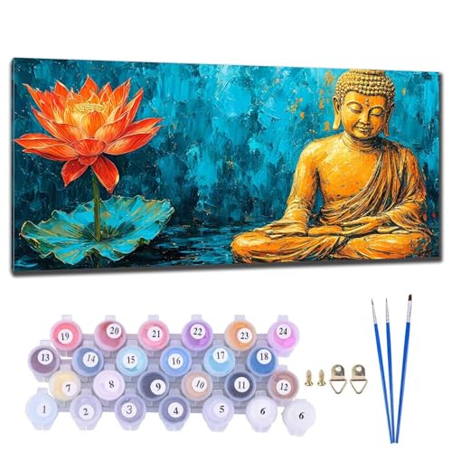 Malen Nach Zahlen Erwachsene Lotus Zen Malen Nach Zahlen 20x40cm Malen-Nach-Zahlen ab 9 Jahre Mädchen, Anfänger, Kinder, Paint by Numbers Kreativ Leinwand Bastelset Wanddeko Wohnzimme Geschenke G-7 von Gtohoo