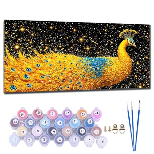 Malen Nach Zahlen Erwachsene Pfau Malen Nach Zahlen 20x40cm Malen-Nach-Zahlen ab 9 Jahre Mädchen, Anfänger, Kinder, Paint by Numbers DIY Kreativ Leinwand Bastelset Wanddeko Wohnzimme Geschenke F-6 von Gtohoo