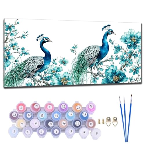 Malen Nach Zahlen Erwachsene Pfau Malen Nach Zahlen XXL 70x140cm Paint by Numbers Anfänger Kinder, Malen-Nach-Zahlen ab 9 Jahre Mädchen Geschenke, DIY Ölgemälde Bastelset Home Wanddeko Wohnzimme F-2 von Gtohoo