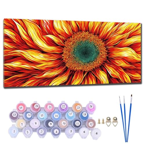 Malen Nach Zahlen Erwachsene Sonnenblume Malen Nach Zahlen XXL 20x40cm Paint by Numbers Anfänger Kinder, Malen-Nach-Zahlen ab 9 Jahre Mädchen Geschenke, DIY Ölgemälde Bastelset Wohnzimme Wanddeko N-6 von Gtohoo