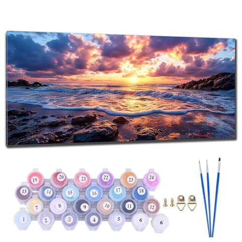 Malen Nach Zahlen Erwachsene Sonnenuntergang Am Strand Malen Nach Zahlen 80x160cm Malen-Nach-Zahlen ab 9 Jahre Mädchen, Anfänger, Kinder, Paint by Numbers DIY Leinwand Bastelset Wanddeko Wohnzimme G-8 von Gtohoo