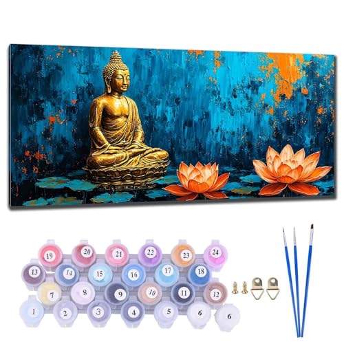 Malen Nach Zahlen Erwachsene Zen-Lotus Malen Nach Zahlen XXL 20x40cm Paint by Numbers Anfänger Kinder, Malen-Nach-Zahlen ab 9 Jahre Mädchen Geschenke, DIY Ölgemälde Bastelset Wohnzimme Wanddeko W-0 von Gtohoo