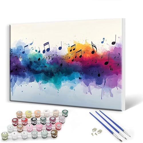 Malen Nach Zahlen Erwachsene mit Rahmen 100 x 130 cm, Malen Nach Zahlen Musik Leinwand Kreativ Set für Erwachsene, DIY Paint by Numbers mit Pinseln und Acrylfarbe, Wanddeko, Geschenke für Frauen U-8 von Gtohoo