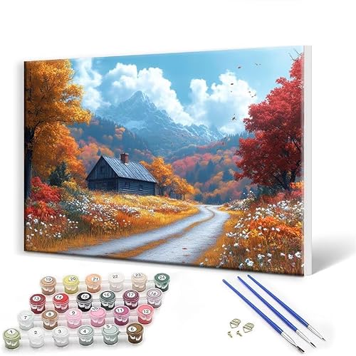 Malen Nach Zahlen Erwachsene mit Rahmen 100x130 cm, Malen Nach Zahlen Landschaft Leinwand Kreativ Set für Erwachsene, Paint by Numbers mit Pinseln und Acrylfarbe, Wanddeko, Geschenke für Frauen D-2 von Gtohoo