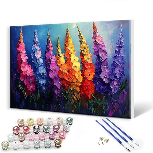 Malen Nach Zahlen Erwachsene mit Rahmen 30 x 40 cm, Malen Nach Zahlen Blume Leinwand Kreativ Set für Erwachsene, DIY Paint by Numbers mit Pinseln und Acrylfarbe, Wanddeko, Geschenke für Frauen D-3 von Gtohoo