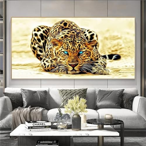 Tier Leopard Diamond Painting Erwachsene groß,Diamond Painting XXL,5D Diamant Painting Pictures Children,Full DIY Diamond Art Painting Embroidery Set Cross Stitch Crystal Art Home Decoration 50x100cm von Gtohoo