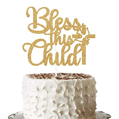 Bless This Child Cake Topper Gold Glitter Taufe Cake Toppers, Mi Bautizo Cake Topper, Taufdekorationen, Baby Shower Cake Topper, God Bless Cake Topper, Taufe Cake Toppers for Boy Girl von Gtoirpecx