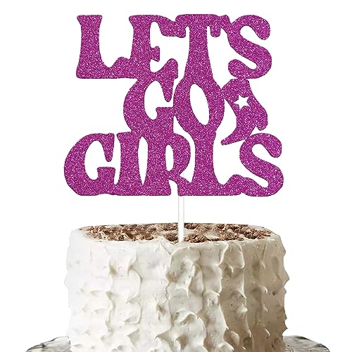 Let's Go Girls Cake Topper Rose Red Glitter, Brautdusche Cake Toppers, Bachelorette Party Dekorationen, Bride to Be Dekorationen, Western Cowgirl Cake Topper, Brautdusche Party Dekorationen von Gtoirpecx