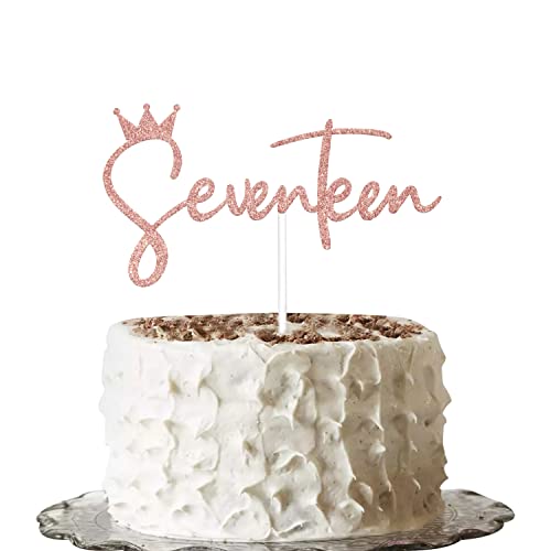 Roségold Glitzer Seventeen Cake Topper, Boy Girl 17th Birthday Dekorationen, 17 Cake Topper, Cheers to 17 Years Cake Decor, Happy 17th Birthday Anniversary Party Dekorations Supplies von Gtoirpecx