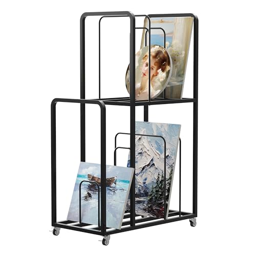 Gtouse Art Canvas Storage Rack, Extra Large Art Drying Rack with Wheels, Adjustable Art Canvas Holder with Armrest, Perfect Print Storage Display Rack for Canvas, Artwork, Prints, Galerien von Gtouse