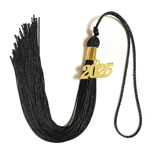 Gtwoilt 2025 Grad Graduation Quasten Graduation Cap Quasten Hut Dekoration Quaste mit 2025 Jahr Gold Datum Charms für 2025 Grad Zeremany Party Aktivitäten, Schwarz von Gtwoilt