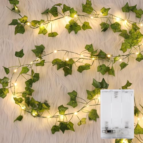 GuKKK 2 Stück LED Lichterkette Efeu Künstlich, 2M Fake Efeu Girlande mit 20 LED-Licht Batterie, Lichterkette mit Blättern, für Innenberei,Hochzeit,Party Deko(Warmweiß) GuKKK 2 Stück LED Lichterkette Efeu Künstlich, 2M Fake Efeu Girlande mit 20 LED-Licht Batterie, Lichterkette mit Blättern, für Innenberei,Hochzeit,Party Deko(Warmweiß) von GuKKK