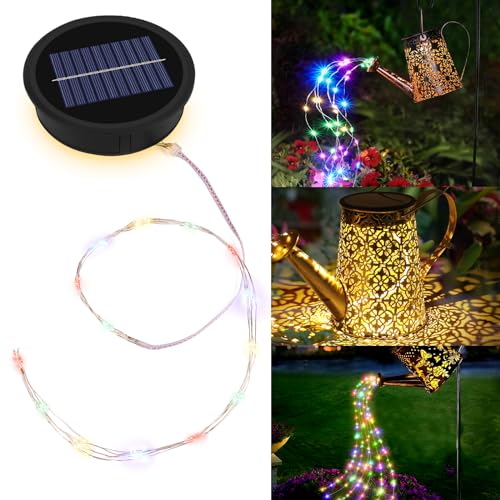 GuKKK Solarleuchten Ersatz, Solar Gießkanne Solarlampen Solarleuchten Ersatz Top mit Wasserdichten LED-Lichterketten, Wasserdicht Solar Ersatzdeckel 9CM, für Solar Giesskanne Außen Garten Décor,Farbe von GuKKK