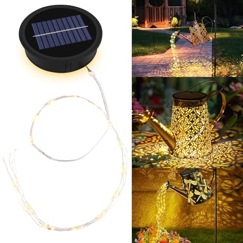 Solarleuchten Ersatz, GuKKK Solar Gießkanne Solarlampen Solarleuchten Ersatz Top mit Wasserdichten LED-Lichterketten, Wasserdicht Solar Ersatzdeckel 9CM, für Solar Giesskanne Außen Garten Décor (Warm) von GuKKK