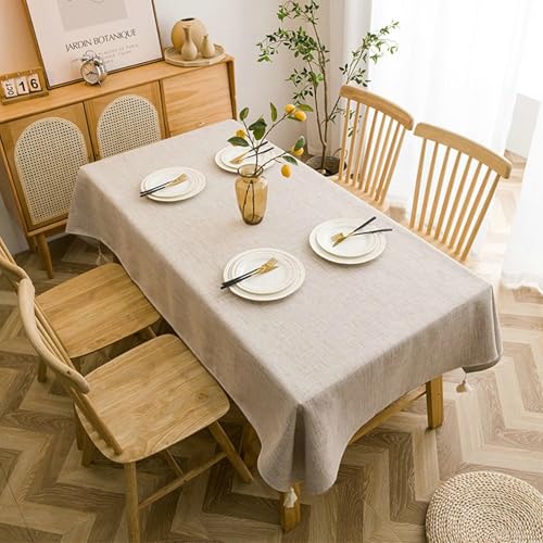 Gualiy Rechteckige Tischdecken, Tischdecke 132 x 220 Polyester Baumwolle Tischdecken Abwaschbar Einfarbig Tischdecken für Küche, Khaki von Gualiy