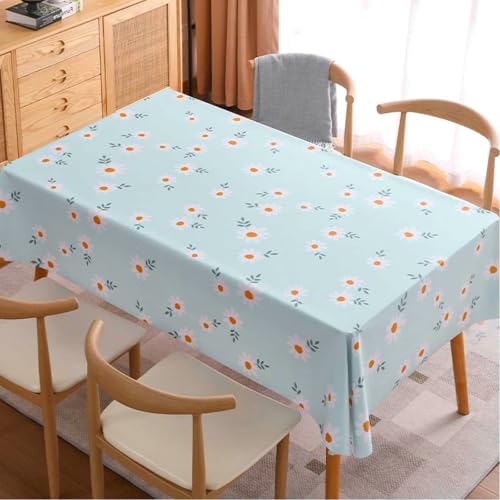 Gualiy Rechteckige Tischdecken, Tischtuch 120 x 170 PVC Abwaschbare Tischdecke Wohnzimmer Blumen Muster Tischdecken für Küchentisch, Hellblau von Gualiy