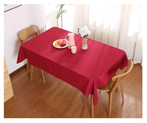 Gualiy Tischdecke Abwaschbar Quadratisch, Tischdecke 140 x 180 Polyester Tischdecke Wasserabweisend Einfarbig Tischdecken für die Küche, Wein Rot von Gualiy