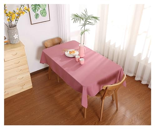 Gualiy Tischdecke Polyester Quadratisch, Tischtuch 140 x 220 Tischtücher Wasserabweisend Einfarbig Tischdecken für Wohnzimmer, Rosa von Gualiy