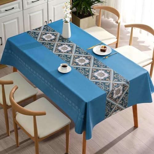 Gualiy Tischdecke Quadratisch PVC, Tischdecken 120 x 170 Tischdecken Fleckenabweisend Geometrisches Muster Patchwork Tischdecken für die Küche, Blau Gualiy Tischdecke Quadratisch PVC, Tischdecken 120 x 170 Tischdecken Fleckenabweisend Geometrisches Muster Patchwork Tischdecken für die Küche, Blau von Gualiy
