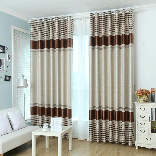 Gualiy Vorhänge 2er Set Blickdicht, Verdunkelungsvorhang Wohnzimmer Ösen Blume Stickerei Vorhang Schlafzimmer B 107 x H 214 cm Vorhang Fenster Wohnzimmer, Kaffee von Gualiy