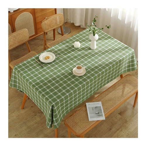 Outdoor Tischdecke Quadratisch, Tischtuch 140x240CM Baumwolle Leinen Tischdecke Abwaschbar Antirutsch Waffel Muster Tischdecke für Küche, Grün von Gualiy